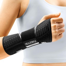 FREETOO Lightweight Fit Wrist Support with Bionic Carpal Tunnel Splint, [Single Stage Wear] Wrist Bandages for RSI, Tendonitis, Extended Wrist Splint for Men and Women