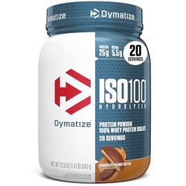 Dymatize ISO100 Whey Protein Powder Isolate, Chocolate Peanut Butter, 25g of Protein, 20 Servings, 5.5g BCAAs, Less Than 120 Cal., Gluten Free, 1g Fat
