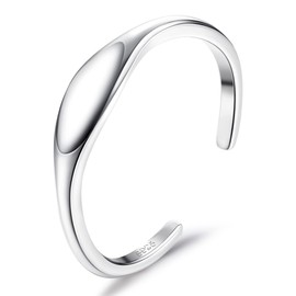 ZELORES 925 Sterling Silver Stackable Knuckle Rings for Women White Gold Plated Plain Band Ring Open Adjustable Vintage Silver Rings