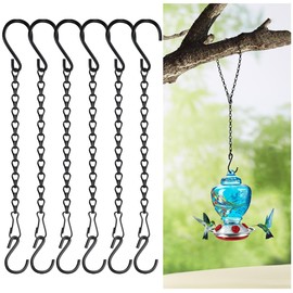 6 Pack 11 Inch Plant Hanger,Black Hanging Chains with S Hooks for Hanging Plants,Adjustable Replacement Plant Hangers Outdoor for Bird Feeders,Lanterns and Flower Basket Pots,Black
