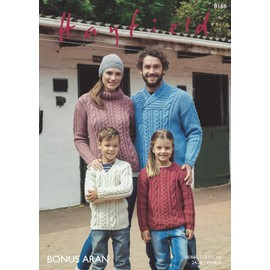 Hayfield Bonus Aran with Wool Knitting Pattern - 8166 Sweaters