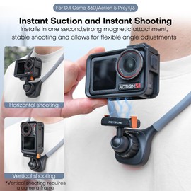 REYGEAK For DJI Osmo Action Magnetic Hanging Neck Mount,POV Action Camera Mount,Adjustable Chest Strap Camera Mount Compatible with DJI OSMO 360/Action 5 Pro/4/3 Accessories