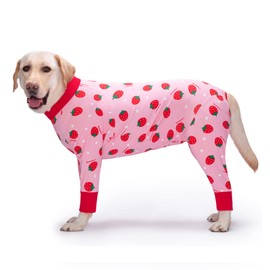 Yeapeeto Dog Surgery Recovery Suit for After Surgery Large Medium Dogs, Post Surgery for Female Male Dog, Cone E-Collar Alternative Pet Onesie, Prevent Licking Dog Suit(Strawberry,4XL)