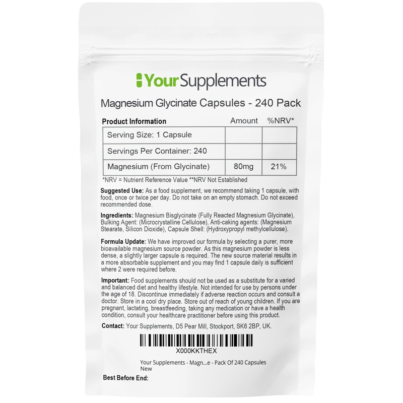 Magnesium Glycinate Supplements | 240 Capsules | True Fully Chelated