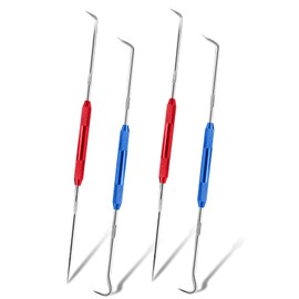 Litoexpe Double Pointed Scriber 4 Pcs, Metal Scribe Tool Hook 9.25 Inch Long, 90 Degree Hook and Straight Tip Scribe Tool for Machinists, Technicians Or Craftsmen