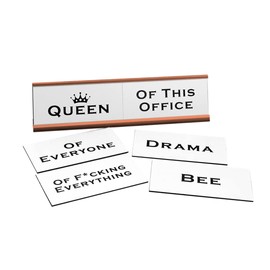 Queen Word Play Nameplate, Rose Gold Desk Sign, Novelty Gift Nameplate, 6 Interchangeable Tiles (2 x 8")