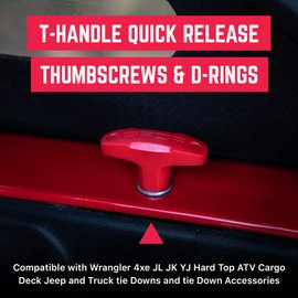 GPCA - Anclaje GP, tornillo de anclaje de liberación rápida, juego de pernos para elevación rápida de la parte superior del Jeep, amarres de camiones fáciles de instalar, accesorios Jeep Wrangler para 4xe, JL, TJ y YJ, rojo, 6 paquetes
