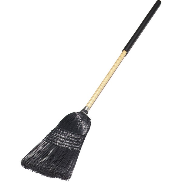 Carlisle 4167903 Flo-Pac Synthetic Corn Warehouse/Janitor Broom with Wood Handle, Polypropylene Bristles, 57" Overall Length, Black (Case of 12)