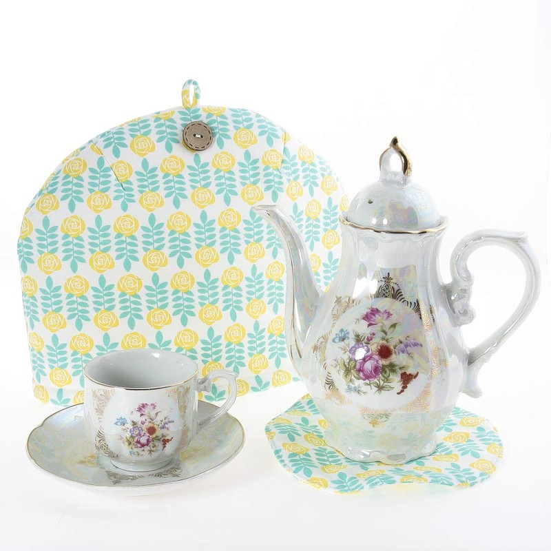 Stylish Scandinavian Style Teapot Cover, Green Style, Spring Day, Artisan