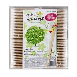 Happy Tree Pure Cotton Swabs for Ear Cleaning & Makeup 400 Pieces 4ea