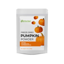 eHerbal Pure Freeze-Dried Pumpkin Powder, 2.43 oz – 100% Natural Pumpkin, No Additives or Preservatives, Non-GMO, Gluten-Free, for Baking, Cooking, Smoothies Versatile for Vegans and Vegetarians