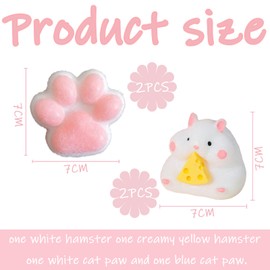 4 Pcs Taba Squishy, Fufu Squishy Squishies, Squishy Stress Toy Clever Design Compact and Easy to Carry, Cat Paw Squishy Kneading Toys to Release Internal Pressure Helps with Concentration