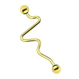 Industrial Piercing 316L Steel Bar 1.6 x 35 mm or 38 mm Anodised with Heart ECG Motif, Stainless Steel