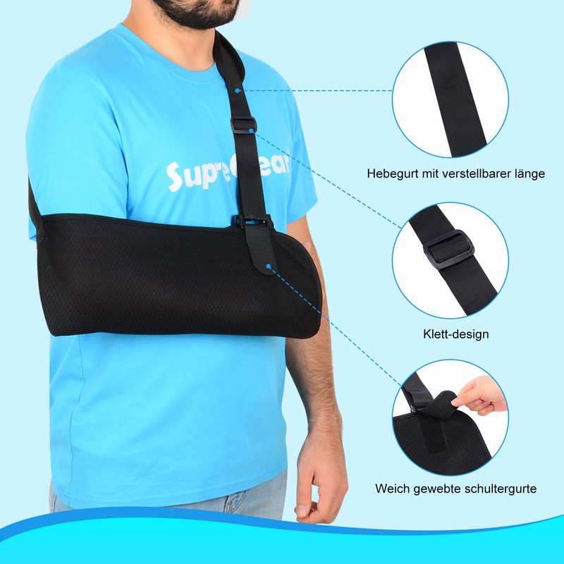 supregear Arm Sling, Lightweight Adjustable Mesh Shoulder Immobiliser Rotator Cuff