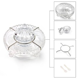 DUEBEL Caviar Serving Set, 1 Glass Divided Serving Bowl Set Plus 2 pcs. x Mother of Pearl Caviar Spoon –Caviar Dish Serving Set, Shrimp Chiller for Kitchen, Restaurant, Catering Events