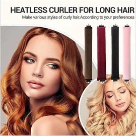 Heatless Locken über Nacht, Heatless Lange Haarrollen mit Haken, Soft DIY Welle Haarrollen Styling Tool für Lange Mittlere Haarlocken (Rosa)