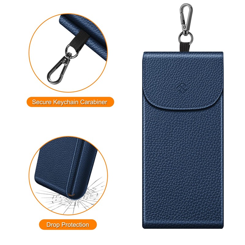 Fintie Double Glasses Case with Carabiner Hook, Portable Vegan Leather