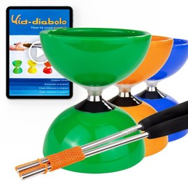 Juggle Dream Carousel Diabolo Juggling Set - Triple Ball Bearing Axle - with Aluminium Rods and Online Learning Video - Juggling (Green)