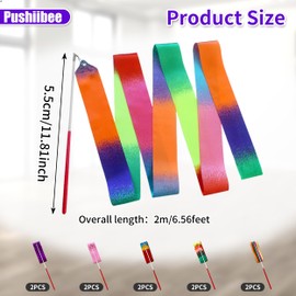 10Pcs Gymnastics Ribbon, 5 Styles Dance Ribbons Dance Streamers for Party, Rhythmic Gymnastics Ribbon Wands with Handle Rainbow Twirling Ribbons Dancer Wands for Outdoor Indoor