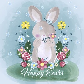 Servietten Ostern 20 Rabbit Wishes Happy Easter Flowers Spring Table Decoration 33 x 33 cm