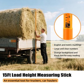 15FT Load Height Measuring Stick - Height Stick for Semi Trucks, Standard & Metric Measurements, Truck Height Measuring Stick with Bag & Adjustable Pole, Meter Stick for Trucks Car Haulers &Trailers