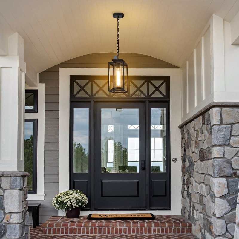 Osimir Outdoor Pendant Light, 14" Large Dusk to Dawn Outdoor