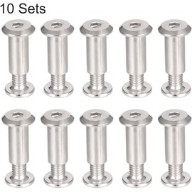 TA-VIGOR 10 Sets Furniture Connecting Screws Bolts, M6 x 12mm Binding Screws Posts Belt Buckle Binding Bolts, Hex Socket Fasteners for Kitchen Cabinet Cupboard Furniture Connectors