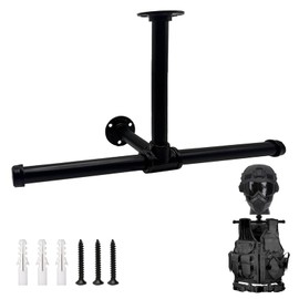 Yaellede Wall Mount Vest Hanger Tactical Gear with Helmet Display Stand, Heavy Duty Police Gear Rack, Airsoft Plate Carrier Accessories, Samurai Armor Holder, Motorcycle Gear Storage(Black)