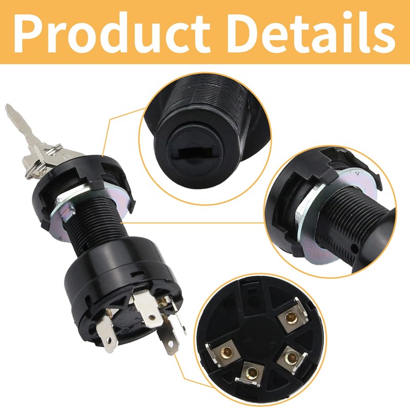 WHITE HAND Golf Cart Ignition Switch with 2 Keys 4