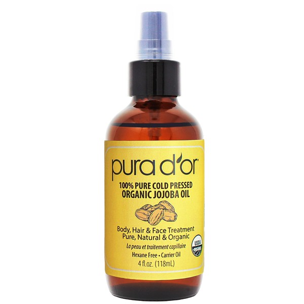 PURA D’OR Organic Jojoba Oil (4oz / 118mL) 100% Pure