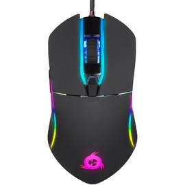 KLIM Aim Gaming Mouse - Wired Ergonomic Gamer USB Computer Mice Chroma RGB - 7000 DPI - Programmable Buttons -Ambidextrous, Ergonomic for Desktop PC Laptop USB Game High Precision Optical Laser, Black
