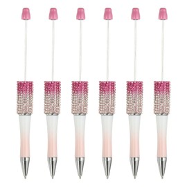 PATIKIL Diamond Beadable Pens, 6 Pcs Gradient Plastic Black Ink Bead Pen Creative DIY Ballpoint Pens for Teacher Office DIY Crafts Party Decorations Handmade Supplies, Red/White/Pink