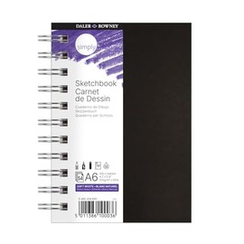 Daler-Rowney Simply Sketchbook, Medium Grain, 100 gsm, 65lb, Spiral Bound, Hardback, A6 - 4.1 x 5.8in - 10.5 x 14.8 cm, Soft White, 54 Sheets