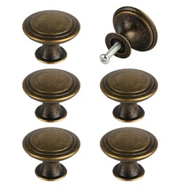 VARHHUXHA 6 Stück Schrankknöpfe Vintage, 30mm Bronze Möbelknöpfe Schubladenknöpfe Vintage, Schranktürknöpfe Küchenschrankgriffe Runde Kommodenknöpfe für Möbel Kommode Schränke Garderoben