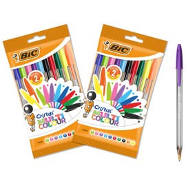 Bic Cristal Multicoloured Ballpoint Pens Large Nib (1.6 mm) - Pack of 2 Packs of 10