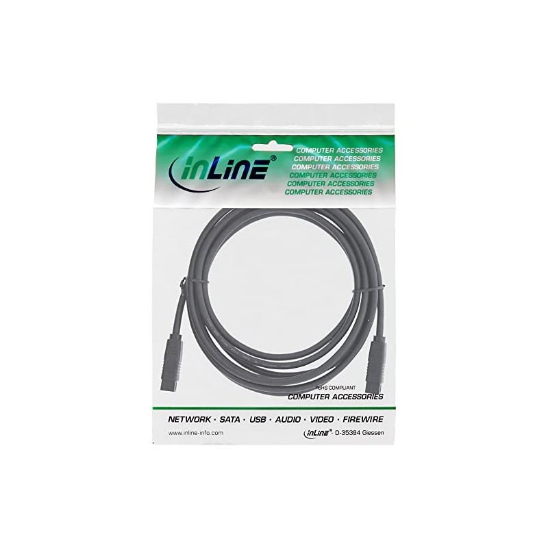 InLine® 1.8m 9 Pin Male to Male FireWire 1394b Cable