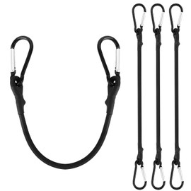 Pack of 4 20 cm Expander with Hooks, Black Tensioning Rubber with Hooks, Heavy Duty Tension Rope, Expander Rope, Strong Tension Straps, Small Expander Rope, Rubber Bands for Awning, Boot, Bike,