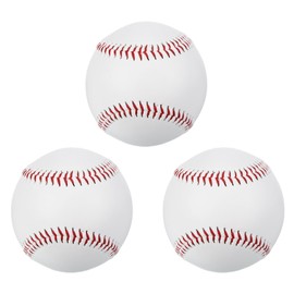 PATIKIL 9 Inch Baseball 3 Pack Hard Baseballs Bulk Standard Size Adult Leather Practice Training Baseball Unmarked Baseballs for Pitching