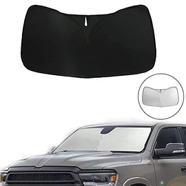 ROCCS Flexible Windshield Sun Shade for 2019 2020 2021 2022 Dodge Ram 1500 Pick Up Truck, Front Window Sunshade Heat Shield Reflector Cover