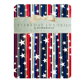 Newbridge Stars and Stripes Red, White and Blue Patriotic Vinyl Tablecloth with Flannel Backing, Easy Care Indoor Outdoor Vinyl Tablecloth, 60 Inch x 84 Inch Oval