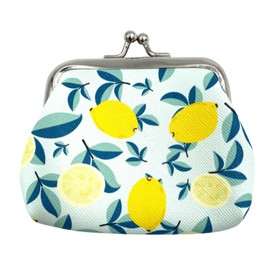 MDSTYLE Kiss-Lock Coin Purse for Women, Girls, Kids - Cute Change Purses - Small Coin Pouch - Mini Change Holder - Tiny Coin Wallet (Lemon)