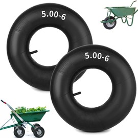 Set of 2 4.10/3.50-4 Inner Tubes, Inner Tube for Wheelbarrow Wheel, Tube Wheelbarrow with Schrader Valve, Straight for Hand Trolley, Wheelbarrow, Lawn Mower, Sack Truck Wheel