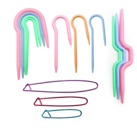 CHSEROK Pack of 13 Stitch Holders, Colourful Braid Needles for Knitting, Knitting Needles, Cable Pins Set, Practical Knitting Tools, Suitable for Knitting Scarves, Socks, Gloves