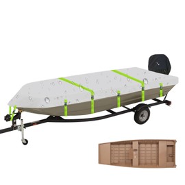 Jon Boat Cover Fit Havoc Mud Motor MSTC 1656, Fishing Boats 1653VJ, 16ft Trailerable 900D Heavy Duty with PU Coating 100% Waterproof & UV-Resistant, [Motor Cover Included]
