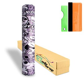 Free Tool Kit EZAUTOWRAP Black White ST Bomber Anime Cartoon Car Vinyl Wrap Sticker Decal Air Release - 48"X60" (4FT X 5FT)