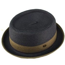 Men's Everyday 2tone Light Summer Porkpie Boater Derby Fedora Sun Hat L/XL Navy