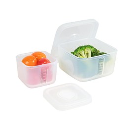 OTB Set of 2 Reusable Silicone Containers Clear, Nesting Leak-free Silicone Food Storage Boxes, BPA Free, Airtight, Dishwasher and Freezer Safe (Clear M+S)