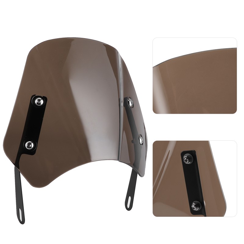 Universal Motorcycle Windshield Wind Deflector Screen W/Mounting Bracket for 5‑7inTawny