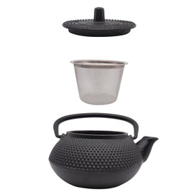 Innolife Cast Iron Teapot, Japanese Tea Pot with Stainless Steel Infuser for Loose Leaf, Black(300ml/11oz)