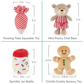GUND Baby Play Soft Collection, My First Gingerbread House 5-Piece Playset with Rattle, Squeaker and Crinkle Plush Toys, Sensory Toy for Babies, 7.5”